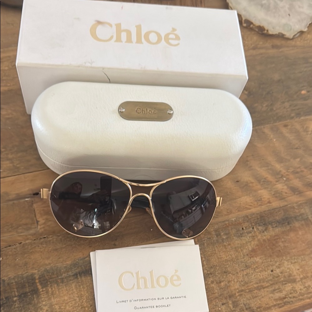Chloe Gold Aviator Sunglasses